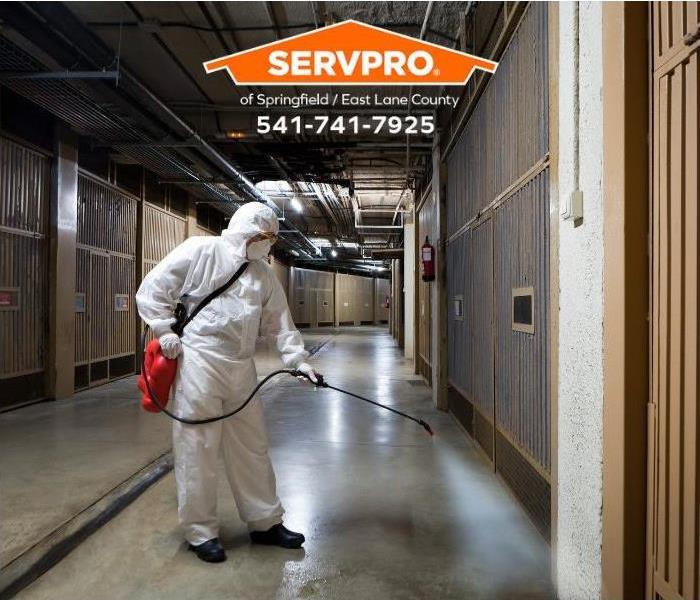 A building is being professionally decontaminated.
